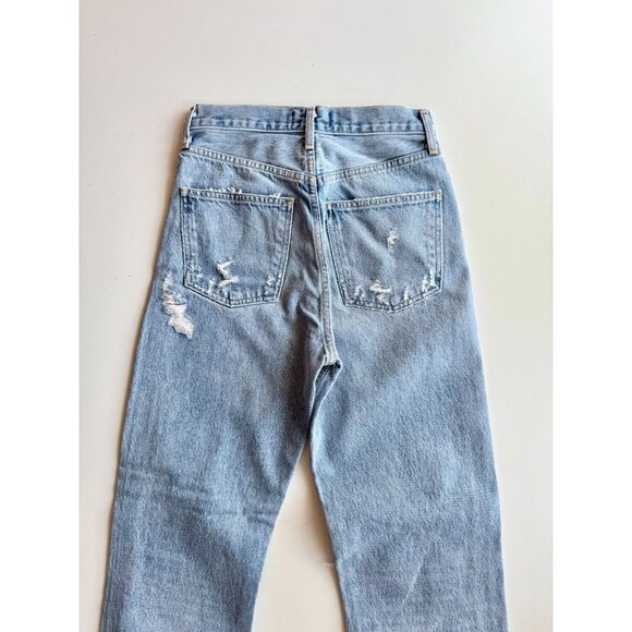 AGOLDE 90's Fall Out Light Wash Mid Rise Ripped Straight Leg Jeans, Size 23 - Picture 9 of 14